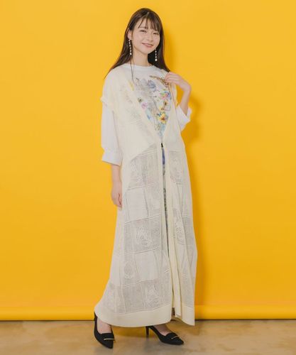 あーかさまページ 552223：透かし編みニットロングベストの通販-ScoLar