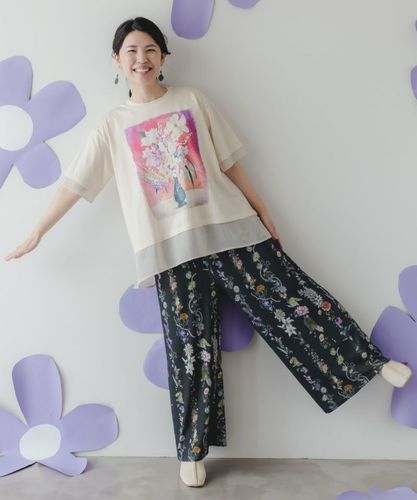 552267：花瓶柄シフォン切替プルオーバーの通販-ScoLar