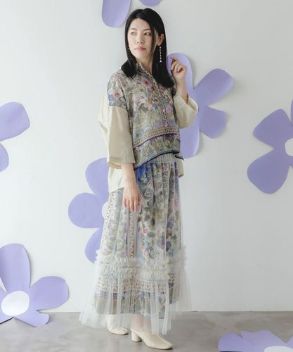 iS ScoLar 552269：星座柄切替シアーシャツ 552269：星座柄切替シアーシャツの通販-ScoLar