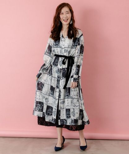 piumoブラックチェックワンピース LILA n' citta】ダイヤネックチェック柄ワンピース – LILA