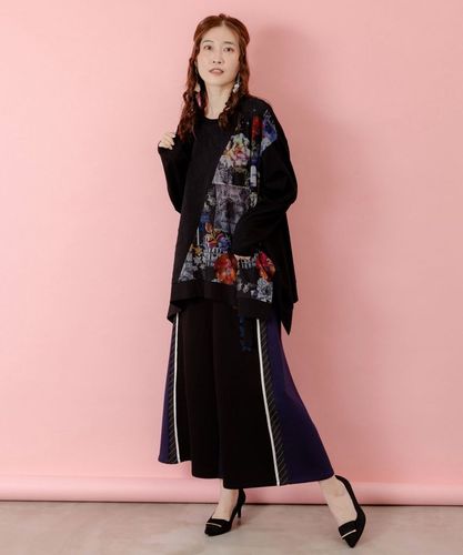 553207：蝶花コラージュ柄 異素材切替プルオーバーの通販-ScoLar
