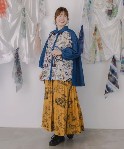 553213：パリ・アート柄 リバーシブルプリーツスカートの通販-ScoLar