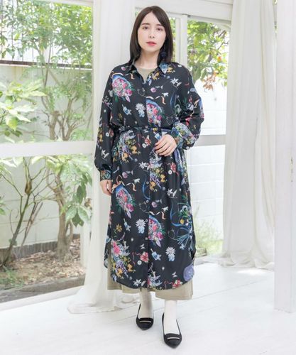 553224：星座と花束柄シャツワンピースの通販-ScoLar