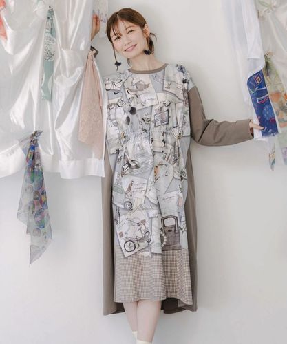 553237：お買い物大好き女子のコラージュ柄ワンピースの通販-ScoLar