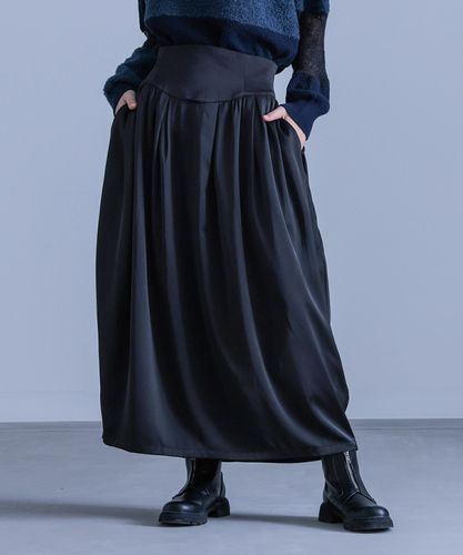 【限定値下げ】 FLAREUP アシンメトリックドレープロングスカート kOhAKUラップ風変形アシメドレープスカート』
