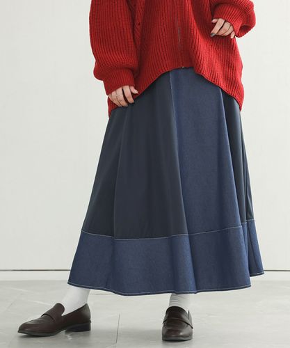 n'OrLABEL異素材スカーフ柄切替スカート』レディースファッション通販