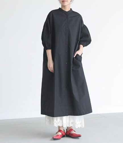 コットンドビー刺繍ロングワンピース』