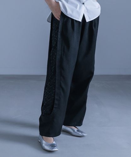 kOhAKUパッチワークデザインブラックデニムパンツ』