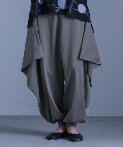 hed Mayer ヘドメイナー グレー リボン付き サルエルパンツ hed Mayer