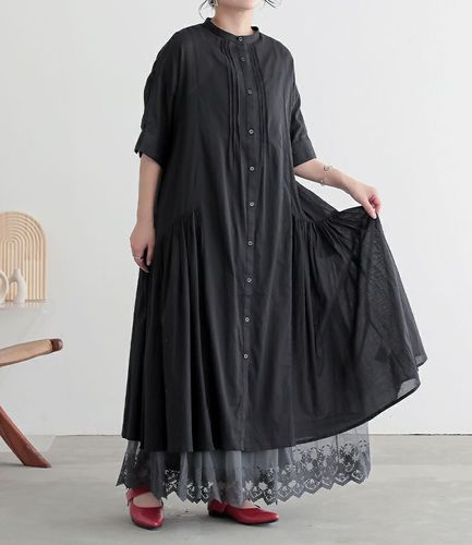 コットンドビー刺繍ロングワンピース』