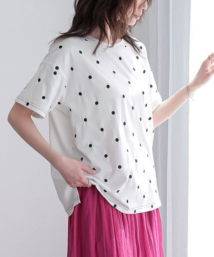 n'OrLABEL配色ドット柄ドルマンTシャツ』