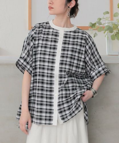 ETRO イタリア製 切替 異素材 ボタニカル 半袖 ニット ブラウス 40 フリル袖異素材切替ブラウス - ベルーナ【公式】