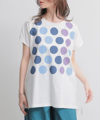 ドット柄ドルマン半袖Tシャツネイビー n'OrLABEL配色ドット柄ドルマンTシャツ』
