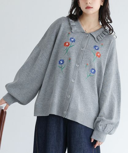 somari imagination花柄刺繍Vネックニット』レディースファッション