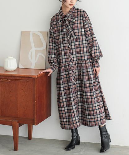 n'OrLABELベルト付き総柄レトロワンピース』