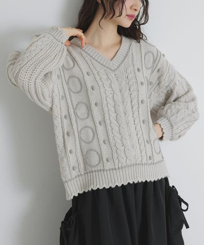 somari imagination花柄刺繍Vネックニット』レディースファッション