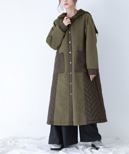 kOhAKU異素材キルティングコート＆ボアベストセット』