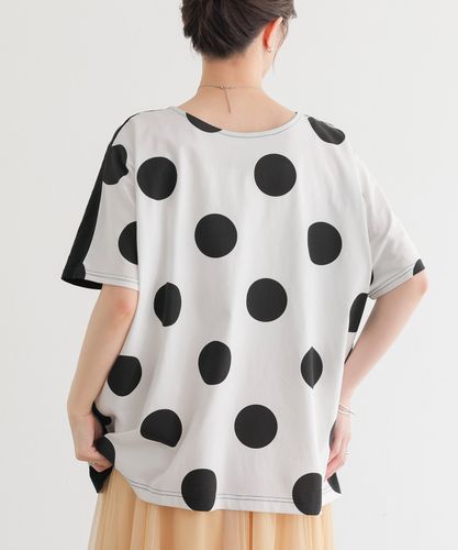 n'OrLABEL配色ドット柄ドルマンTシャツ』