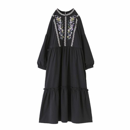 最終お値下げ【極美品】ドゥロワー　刺繍　ロングワンピース コットンドビー刺繍ロングワンピース』