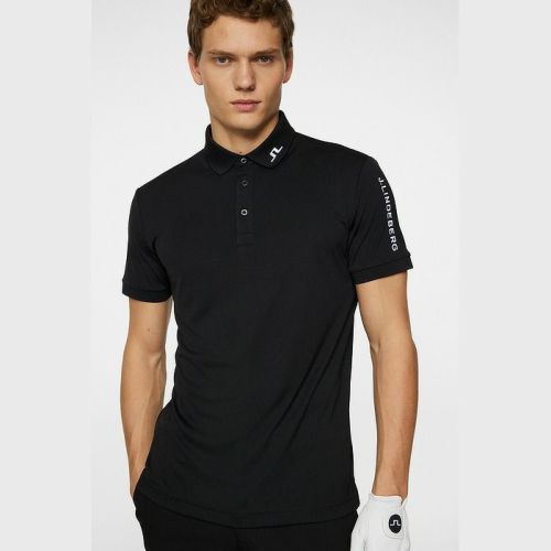 【Lサイズ】J.LINDEBERG メンズ ポロシャツ　ブラック BLACK LABEL CRESTBRIDGE ポロシャツ 「WEB・一部店舗限定
