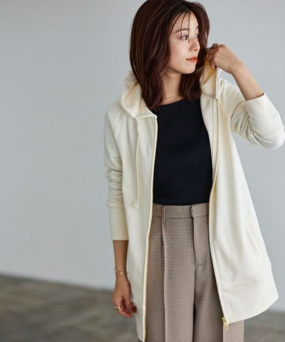 綿100％Wジップフード付きスウェットパーカー【スピード配送】