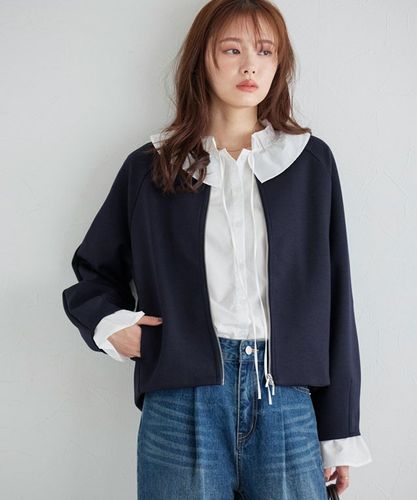 美品✳︎アンタイトル メルトンビッグカラーショートコート ショールカラー 近年 Pierrot ノーカラーコート コート メルトンVネックノーカラーショート