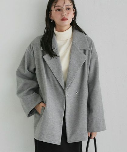 美品★ALMA ROSA★21AW★ダブルフェイスノーカラーコート ヘレーネ] ピュア ウール ダブルフェイス ノーカラー コート, black