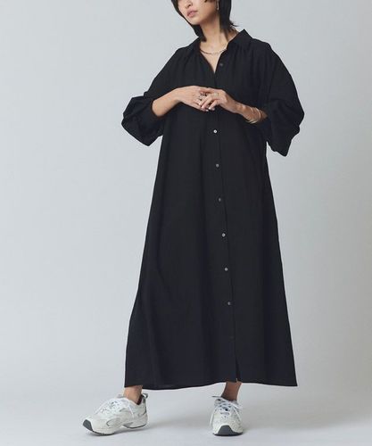 極美品.定価2.3万☆スピック＆スパン バンドカラー フレアシャツワンピース シャツワンピース レディース スタンドカラー フレアシャツ
