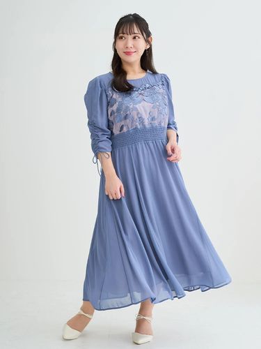 起毛レースウエストタックドレス（大きいサイズ・ぽっちゃり女子向け