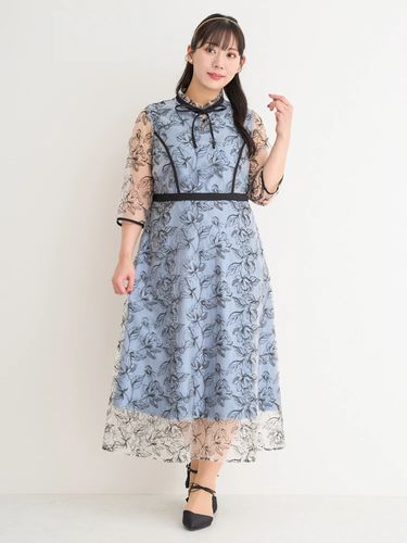 刺繍レースドロストドレス（大きいサイズ・ぽっちゃり女子向け｜ドレス