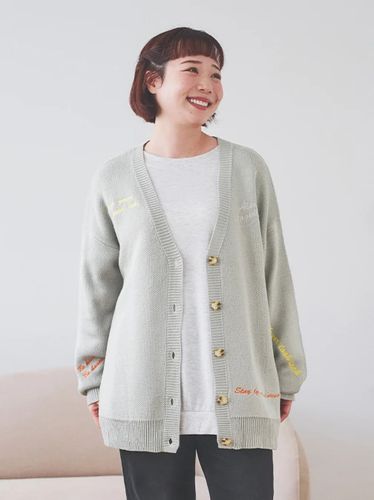 サガラ刺繍ワッペンニットカーディガン（大きいサイズ・ぽっちゃり女子