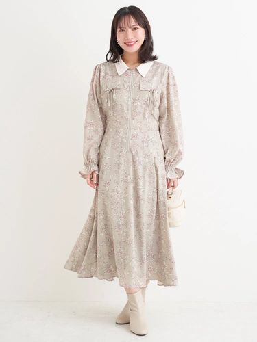 新品　23区　花柄ボウタイワンピース　40 DAY CLOSET ワンピース レディース 花柄ボウタイセットアップ風