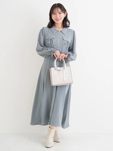 起毛レースウエストタックドレス（大きいサイズ・ぽっちゃり女子向け