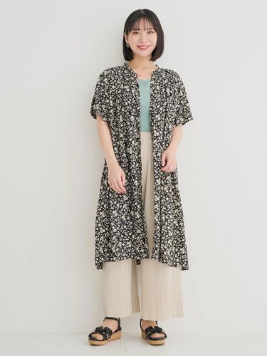 花柄ボウタイドッキングワンピース（大きいサイズ・ぽっちゃり女子向け