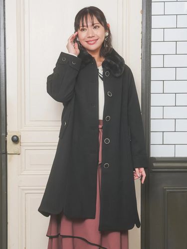 襟ボリュームロングダウンコート（大きいサイズ・ぽっちゃり女子向け 