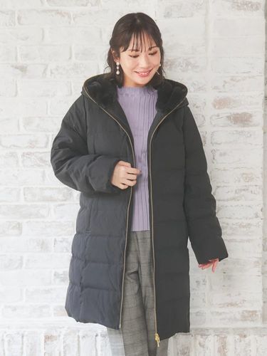 フードファーベルト付き中綿コート（大きいサイズ・ぽっちゃり女子向け