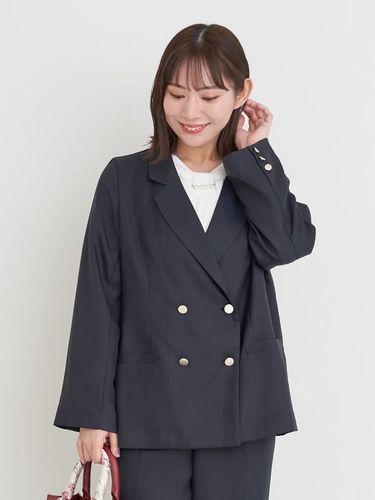 【新品】ほわほわ柔らかいジャケット　М　レディース ブッチャーWジャケット（セットアップ可）（大きいサイズ・ぽっちゃり