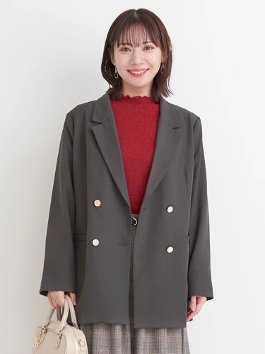 洗える/UV]Wクロスノーカラージャケット（セットアップ可）（大きい