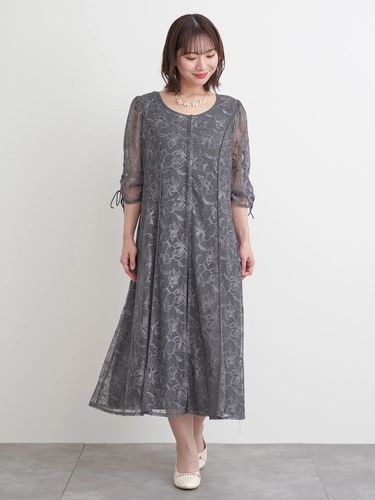 起毛レースウエストタックドレス（大きいサイズ・ぽっちゃり女子向け