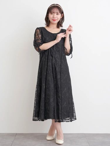 刺繍レースドロストドレス（大きいサイズ・ぽっちゃり女子向け｜ドレス