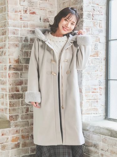 ファーティペット付きロングコート（大きいサイズ・ぽっちゃり女子向け