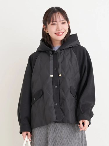 撥水加工】シームレスノーカラーダウンジャケット（大きいサイズ