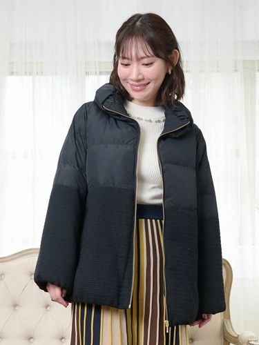 撥水加工】シームレスノーカラーダウンジャケット（大きいサイズ