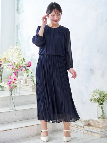 プリーツ切替ドレス（大きいサイズ・ぽっちゃり女子向け｜ドレス