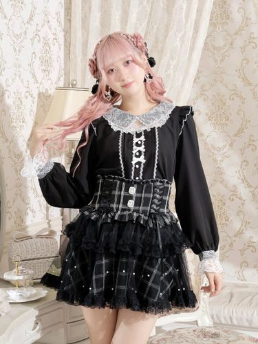 レースアップチュールティアードセットアップ（セットアップ｜ピンク