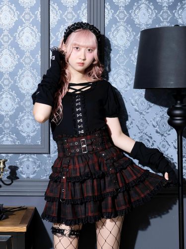 ゴシックローズチョーカーネックカットソー（カットソー・Tシャツ｜黒