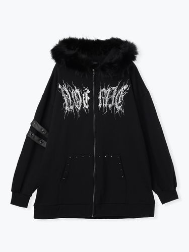 2WAYうさ耳ユニセックスZIP裏毛パーカー（パーカー｜黒・紫・オフ