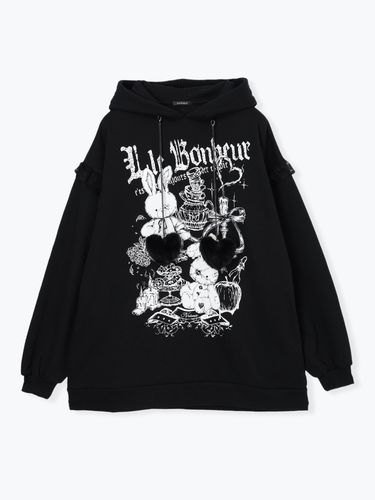 2WAYうさ耳ユニセックスZIP裏毛パーカー（パーカー｜黒・紫・オフ