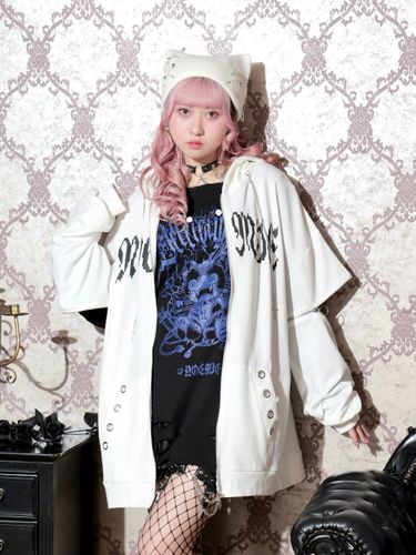 2WAYうさ耳ユニセックスZIP裏毛パーカー（パーカー｜黒・紫・オフ