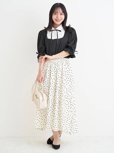 花柄ボウタイドッキングワンピース（大きいサイズ・ぽっちゃり女子向け